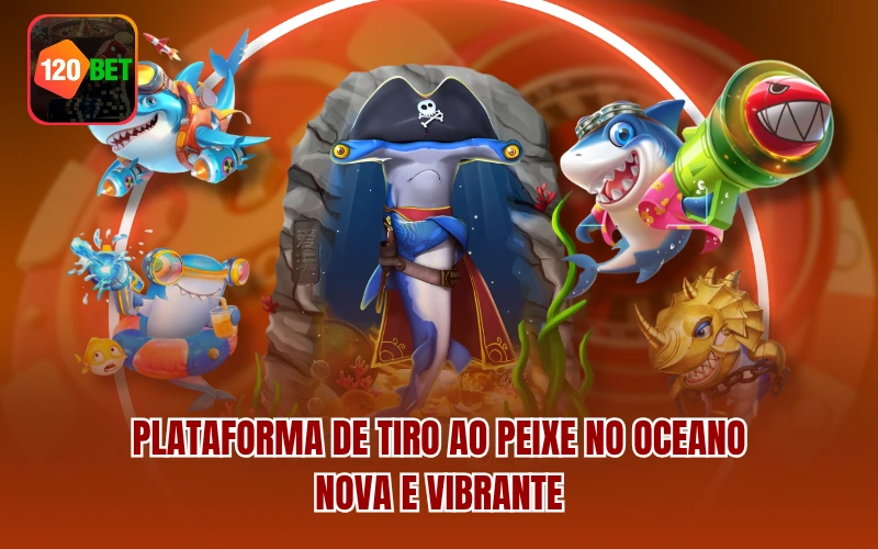 Plataforma de tiro ao peixe no oceano, nova e vibrante